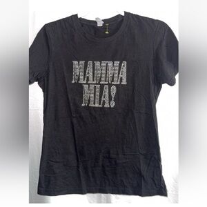 Black Mamma Mia T-Shirt bling design size large